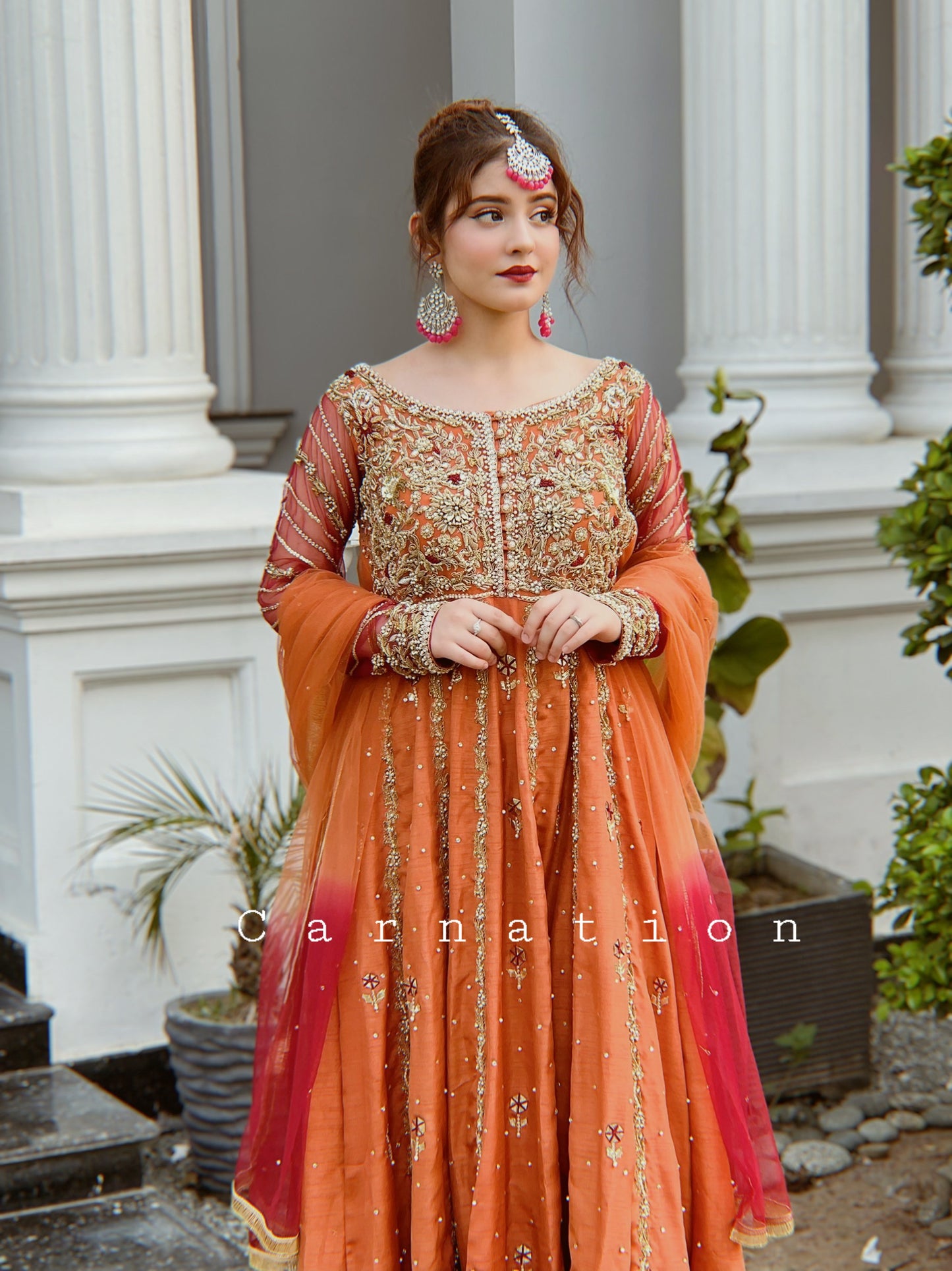 Rust and red kali gown