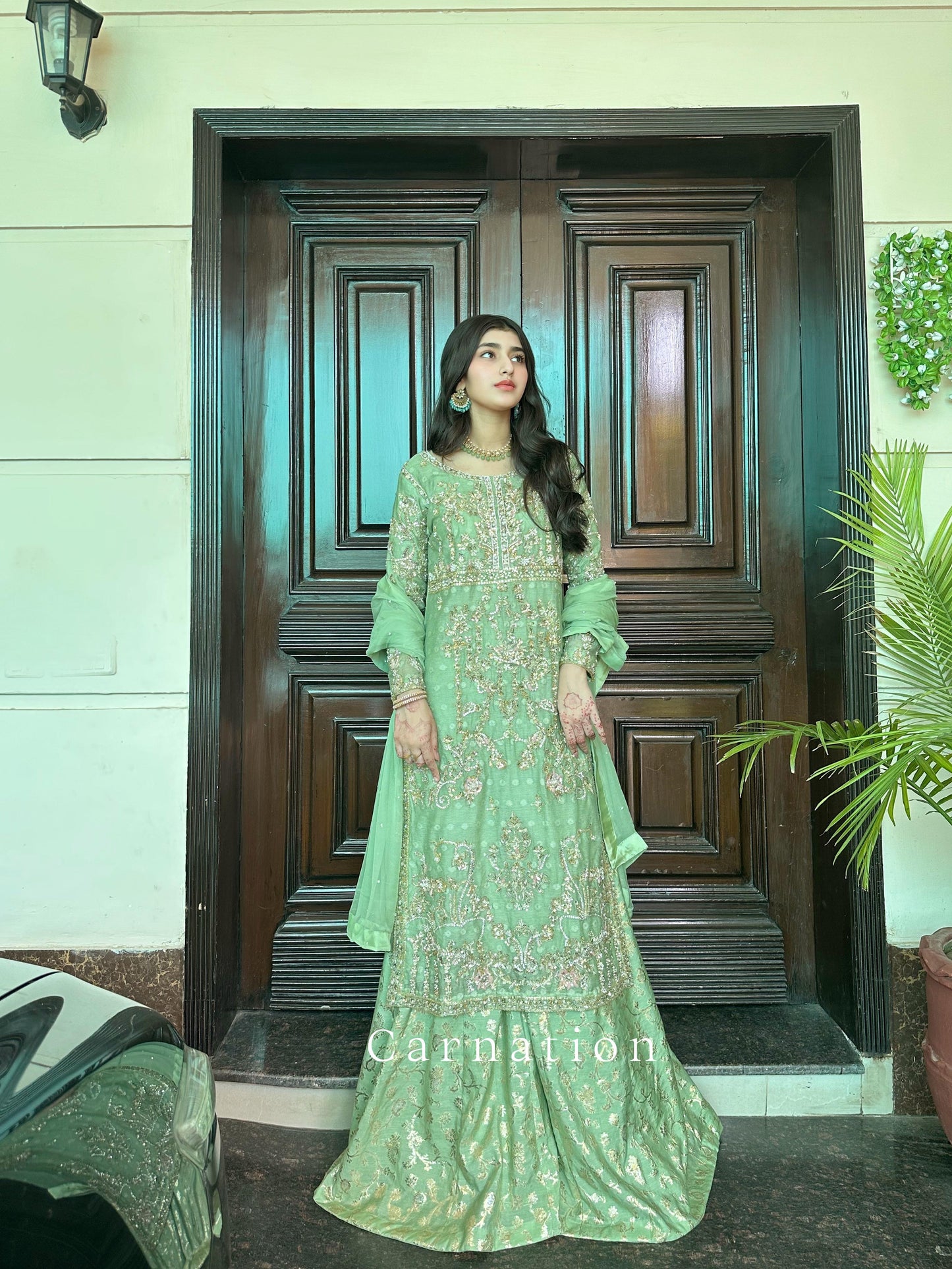 Pistachio green sharara suit