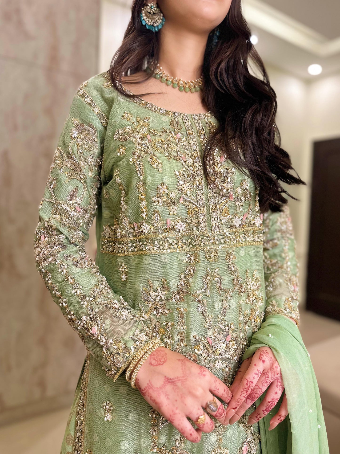 Pistachio green sharara suit